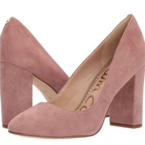 Sam Edelman Stillson Pump shoe blush pink Suede round toe block heel 8.5 New